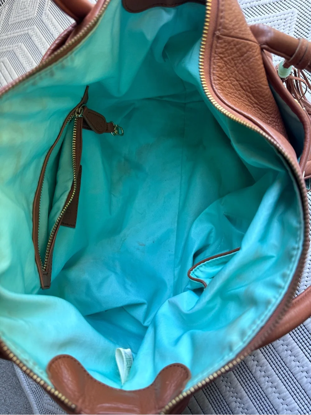 EUC Lily Jade brown leather diaper bag